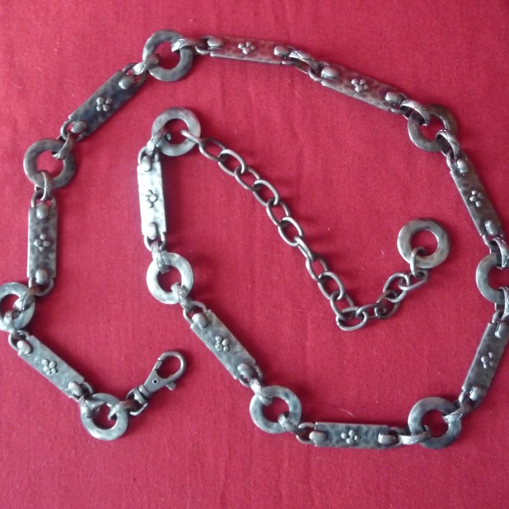 Talbots Belt Metal Oxidized Silver Tone Links One Size Highly Adjustable Elegant